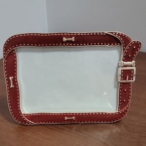 Red and Gold Dog Collar/Bone Picture Frame